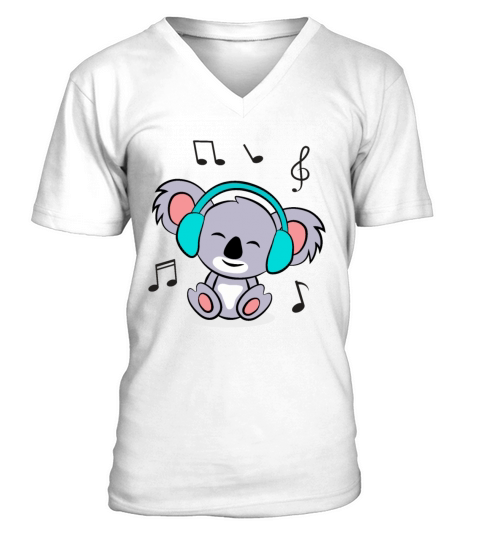 Cute koala Listening To Music V-Neck T-shirt