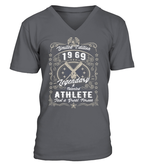 Vintage 1969 Baseball Birthday Gift Sport Hobby V-Neck T-shirt