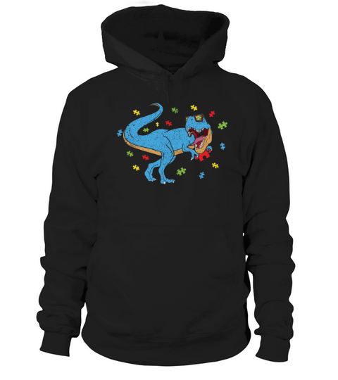 Roar Dinosaur Raptor Puzzle Autism Awareness Hoodie Unisex