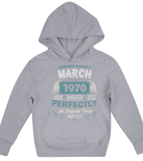 March 1970 Vintage Birthday Present Kids Hoodie