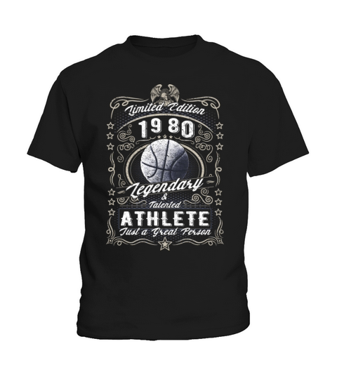 Vintage 1980 Basketball Birthday Gift Sport Hobby Kids T-Shirt