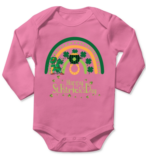 Happy Saint Patricks Day retro green rainbow with Long Sleeve Baby One-Piece