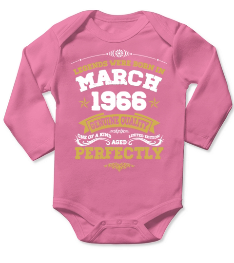 Vintage Aged To Perfection March 1966 Long Sleeve Baby One-Piece
