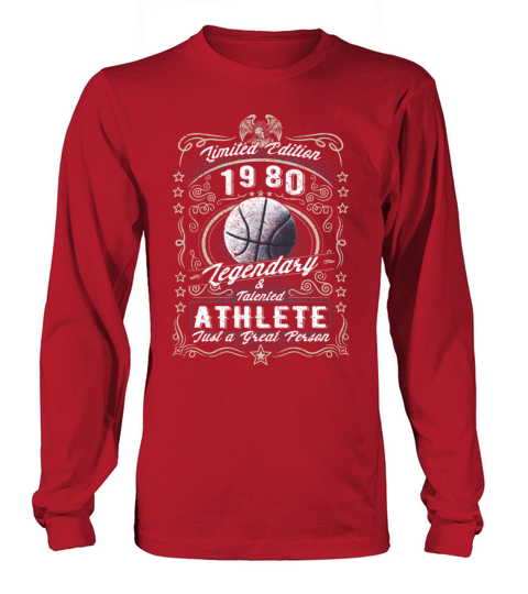 Vintage 1980 Basketball Birthday Gift Sport Hobby Long sleeved Unisex