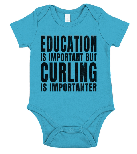 Education Is Important But Curling Is Importanter Short Sleeve Baby One-Piece
