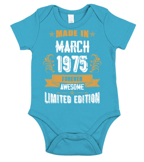 March 1975 Vintage Birthday Present Short Sleeve Baby One-Piece