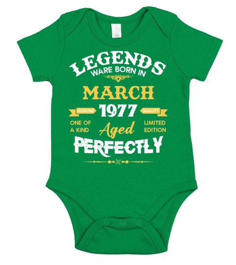 Vintage Aged To Perfection March 1977 Short Sleeve Baby One-Piece