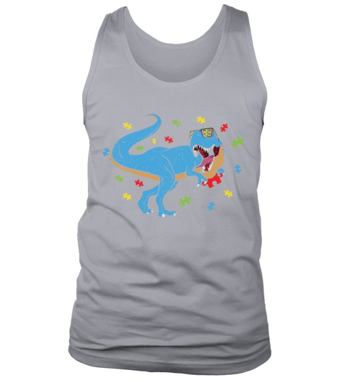 Roar Dinosaur Raptor Puzzle Autism Awareness Tank Top Unisex