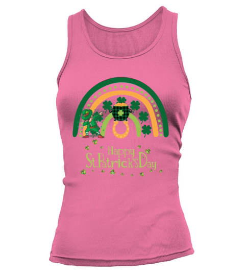 Happy Saint Patricks Day retro green rainbow with Tank top Woman