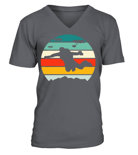 Vintage Skydiving Parachuting Retro Skydiver V-Neck T-shirt