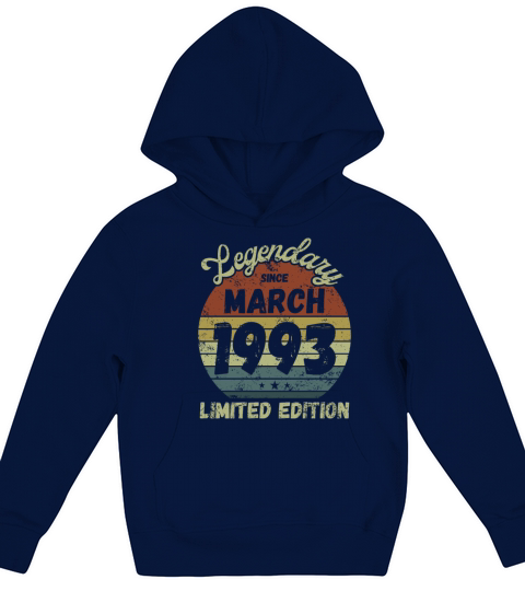 March 1993 - Vintage Birthday Present Kids Hoodie