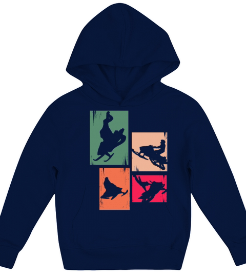 Snowmobile Vintage Snowmobiling Kids Hoodie