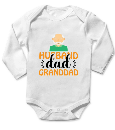 Husband dad granddad happy fathers day Long Sleeve Baby One-Piece