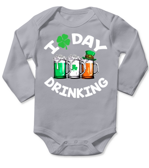 I Love Day Drinking Irish Beer Ireland Flag Long Sleeve Baby One-Piece