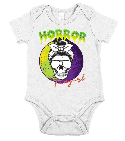 Horror Fangirl Skull Design Short Sleeve Baby One-Piece