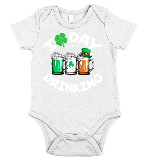 I Love Day Drinking Irish Beer Ireland Flag Short Sleeve Baby One-Piece