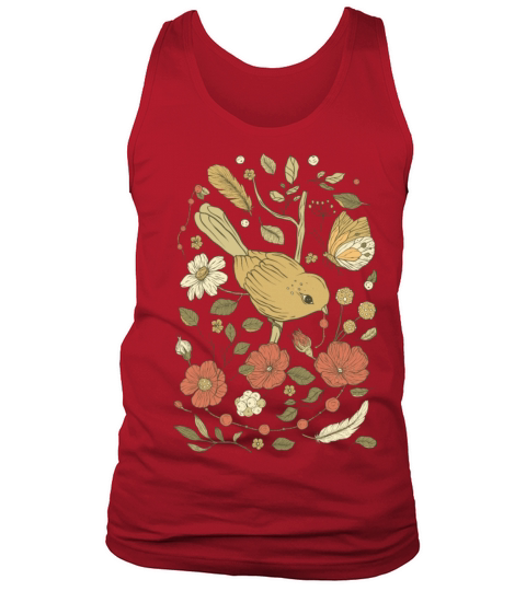 Beige Brown Bird Vintage T-Shirt Tank Top Unisex