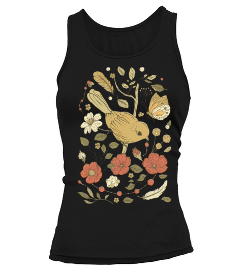 Beige Brown Bird Vintage T-Shirt Tank top Woman