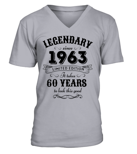 60th Birthday Vintage 1963 V-Neck T-shirt