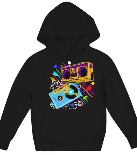 80s 90s Music Aesthetic Vintage Boombox Retro Cass Kids Hoodie