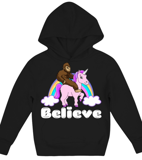 Bigfoot Riding A Unicorn Kids Hoodie