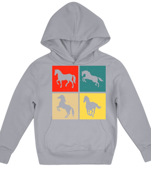 retro vintage horse colorful Kids Hoodie