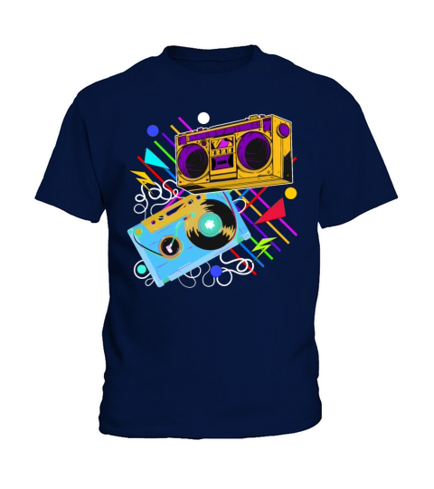 80s 90s Music Aesthetic Vintage Boombox Retro Cass Kids T-Shirt