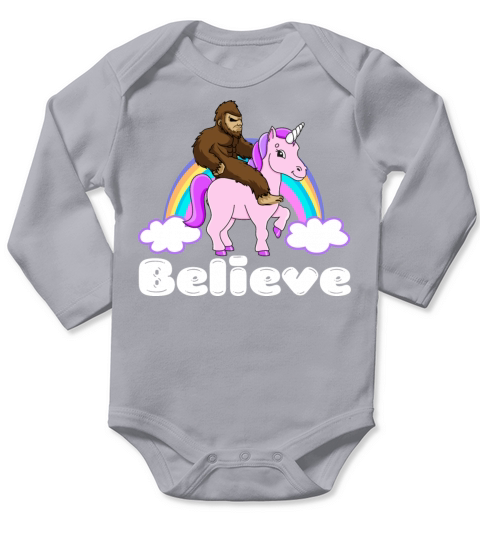 Bigfoot Riding A Unicorn Long Sleeve Baby One-Piece