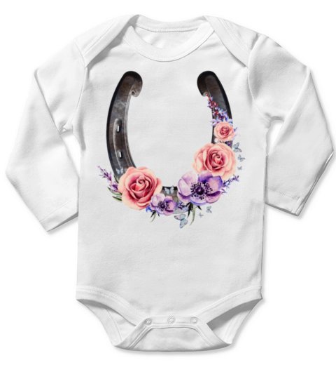 Lucky Floral Horseshoe Long Sleeve Baby One-Piece