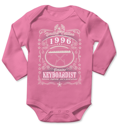 Vintage 1996 Keyboardist Birthday Gift Keyboard Long Sleeve Baby One-Piece