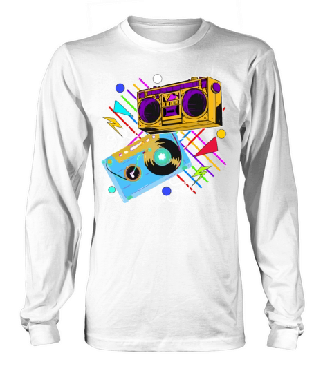 80s 90s Music Aesthetic Vintage Boombox Retro Cass Long sleeved Unisex