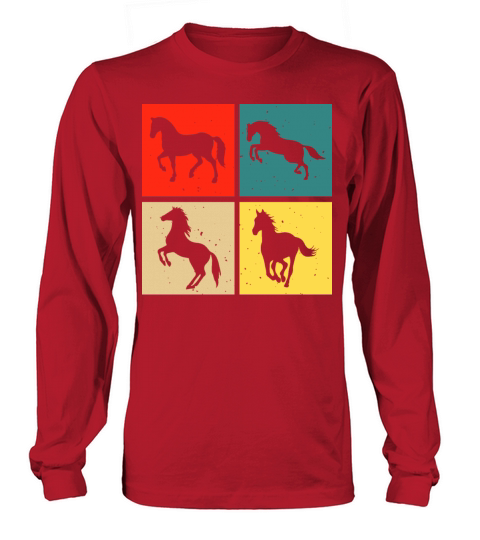 retro vintage horse colorful Long sleeved Unisex
