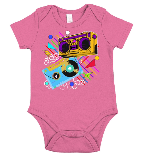 80s 90s Music Aesthetic Vintage Boombox Retro Cass Short Sleeve Baby One-Piece