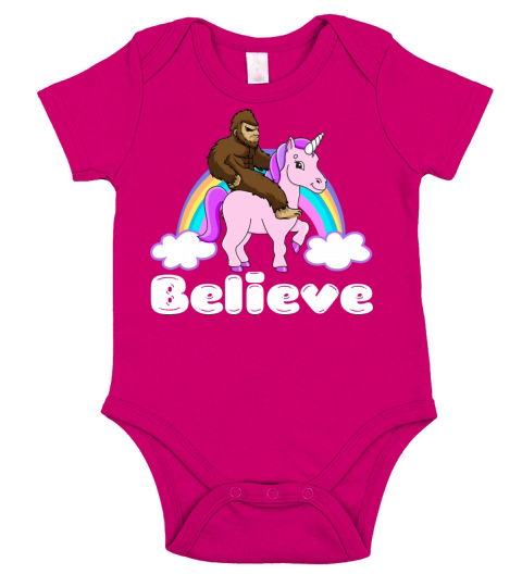 Bigfoot Riding A Unicorn Short Sleeve Baby One-Piece