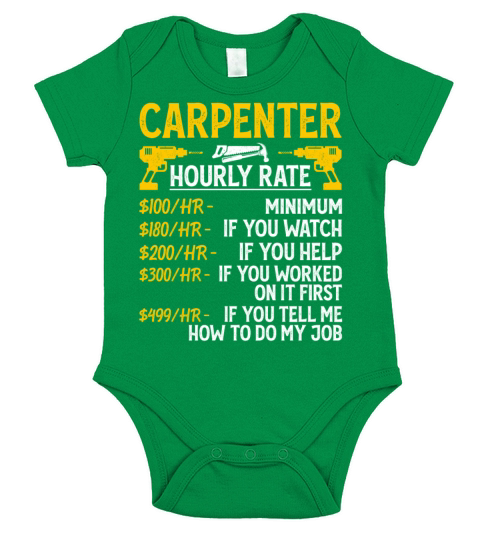 Carpenter Hourly Rate - Funny Carpenter Vintage Short Sleeve Baby One-Piece