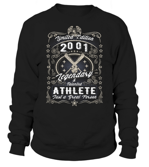 Vintage 2001 Baseball Birthday Gift Sport Hobby Sweatshirt Unisex