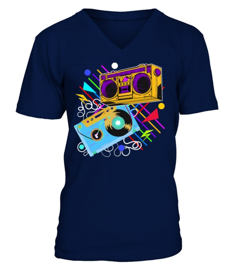 80s 90s Music Aesthetic Vintage Boombox Retro Cass V-Neck T-shirt