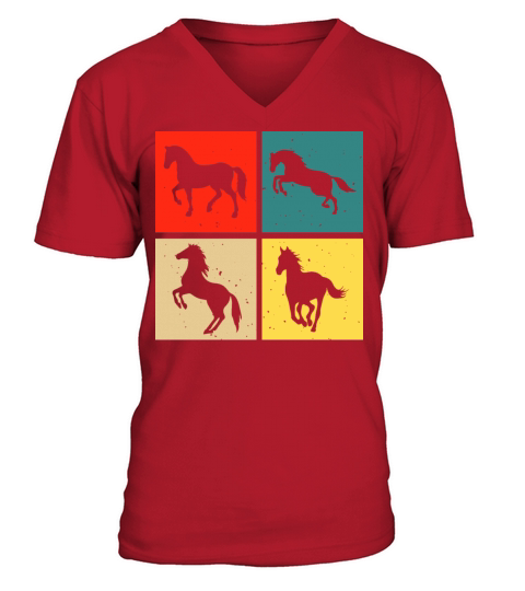 retro vintage horse colorful V-Neck T-shirt