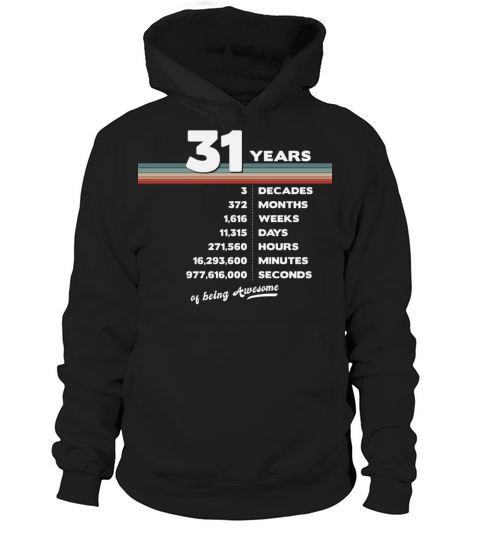 31st Birthday Vintage 31 Years Old Retro 372 Hoodie Unisex