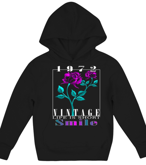 1972 Born Vintage Rose Gift Kids Hoodie