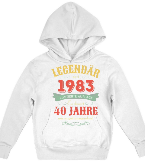 40th Birthday Vintage 1983 Kids Hoodie