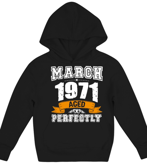 March 1971 Vintage Birthday Present Kids Hoodie