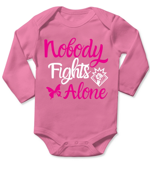 Breast Cancer Awareness Nobody Fights Alone Long Sleeve Baby One-Piece