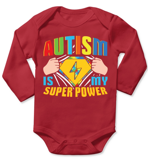 Colorful Puzzle My Power Is Autism Awareness Long Sleeve Baby One-Piece