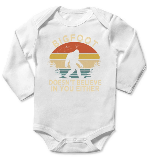 Funny Vintage Retro Bigfoot Doesnt Believe in You Long Sleeve Baby One-Piece