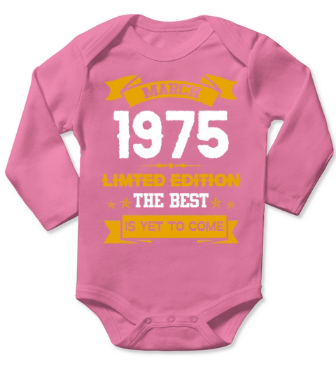 March 1975 Birthday Surprise Long Sleeve Baby One-Piece