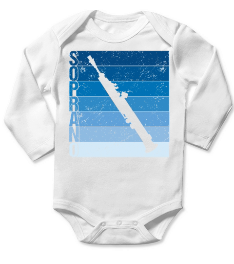 Vintage Soprano Saxophone Sax Musician Long Sleeve Baby One-Piece