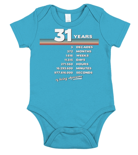 31st Birthday Vintage 31 Years Old Retro 372 Short Sleeve Baby One-Piece