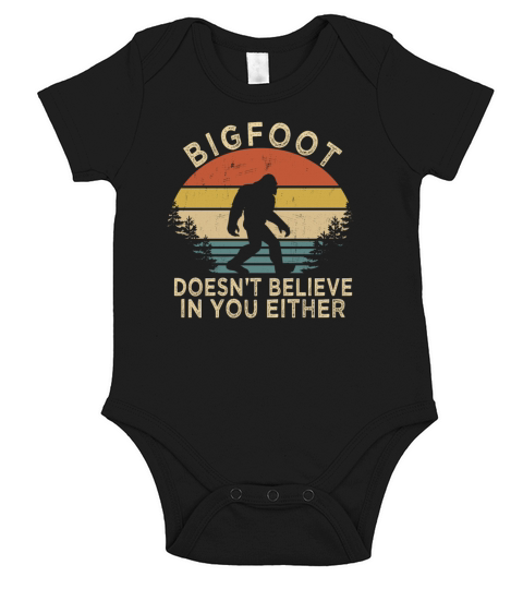Funny Vintage Retro Bigfoot Doesnt Believe in You Short Sleeve Baby One-Piece