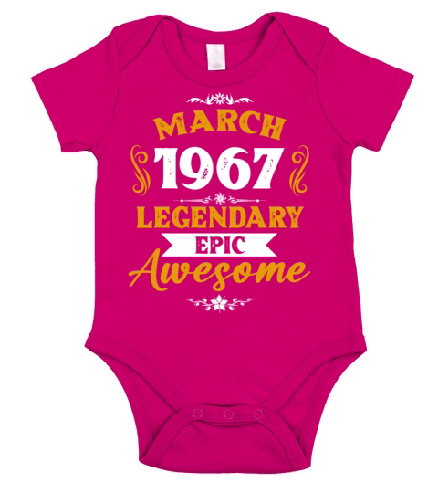 March 1967 Legendary Birthday Present Short Sleeve Baby One-Piece